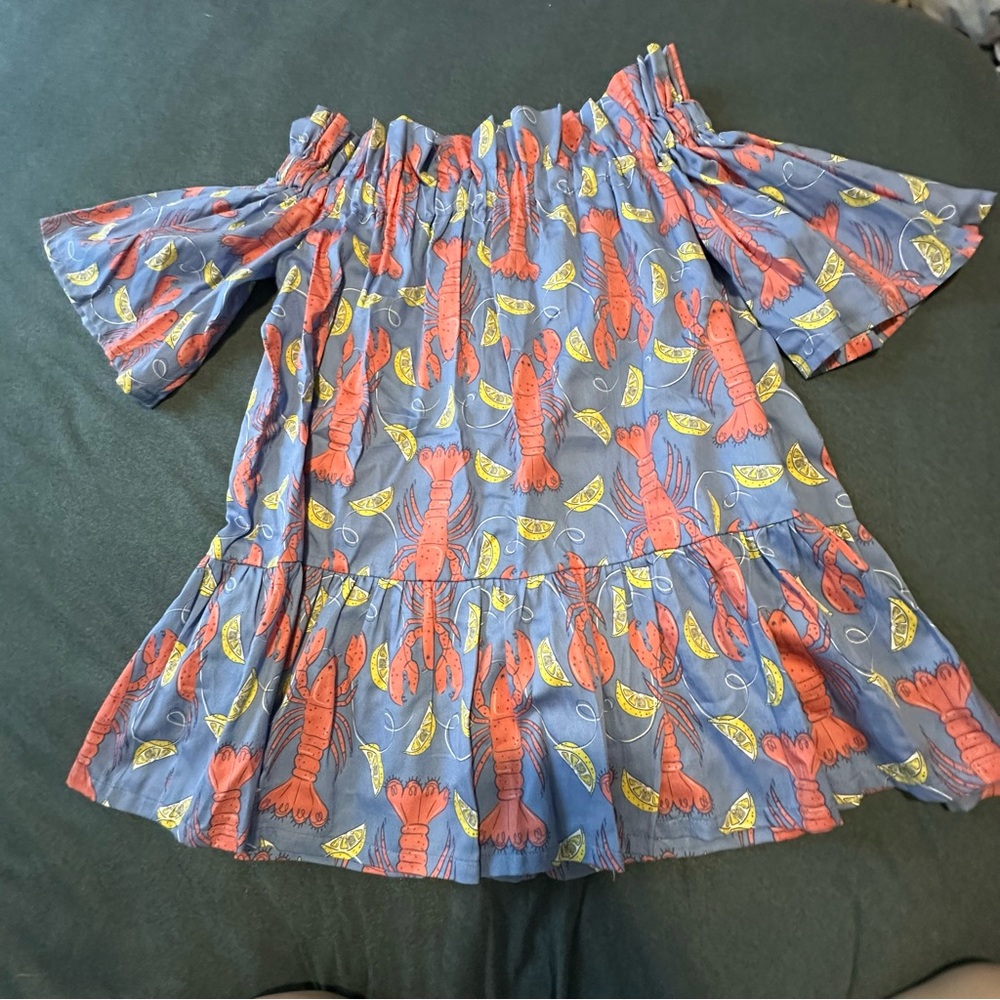 Hello Dobson Women L Like New Lobster & Lemon Print Off The Shoulder Blouse